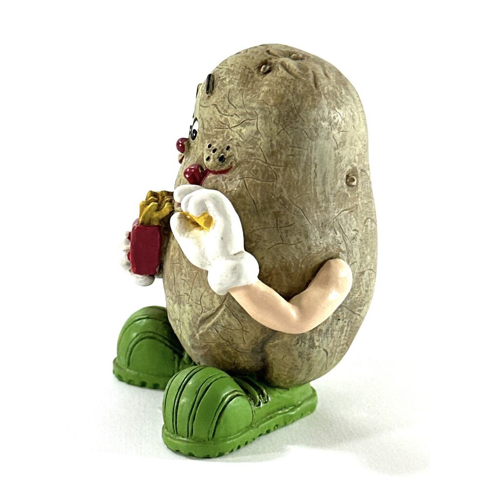 Vintage Sculptures Potato Character Figurine Eating French Fries 3” Funny Food - Picture 4 of 5